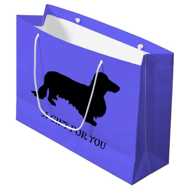 Grand Sac Cadeau Cheveux longs Dachshund - Silhouette 1 (Devant Angle)