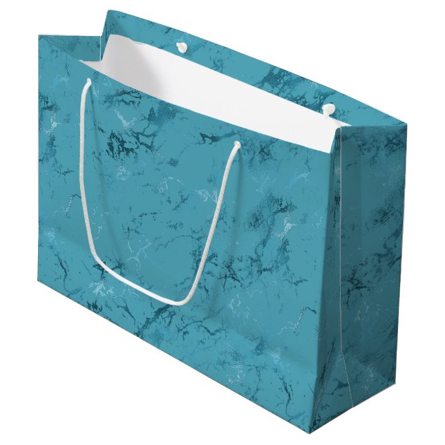 Grand Sac Cadeau Chic Aqua Blue Marble Mariage (Devant Angle)