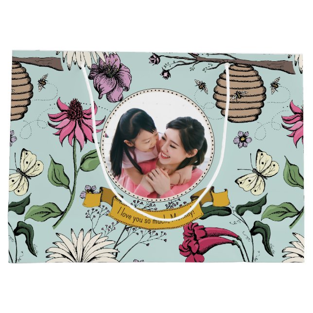 Grand Sac Cadeau Chic Black and Gold Queen Bee Royal Crown Photo (Dos)