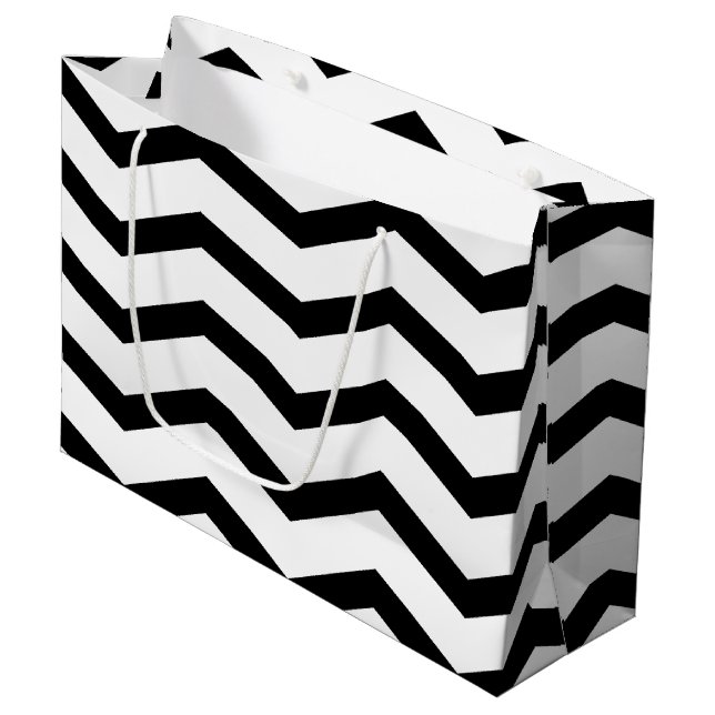 Grand Sac Cadeau Chic Chevron (Devant Angle)
