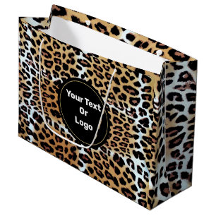 Grand Sac Cadeau Chic Elegant Poster de animal Leopard Personnalisé