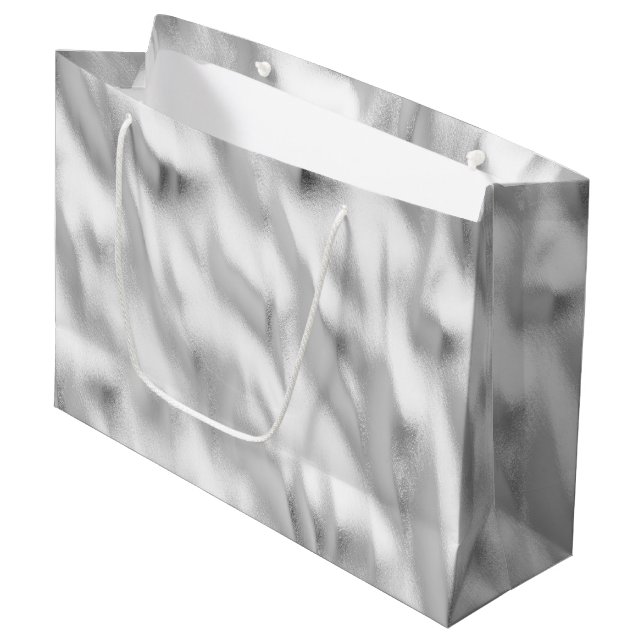 Grand Sac Cadeau Chic Glam Silver Christmas (Devant Angle)