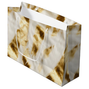 Grand Sac Cadeau Chic Gold White Cowhide Western