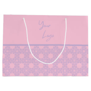 Grand Sac Cadeau Chic Lavender Pink Bande personnalisée Logo d'entr