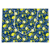 Chic Méditerranéen Rustique Citrons Feuille Bleue