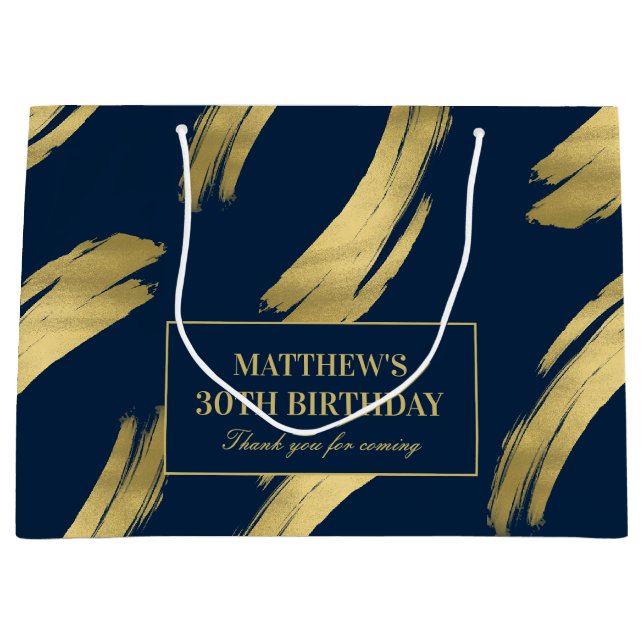 Grand Sac Cadeau Chic Navy Gold Foil Birthday Large Gift Bag (Devant)