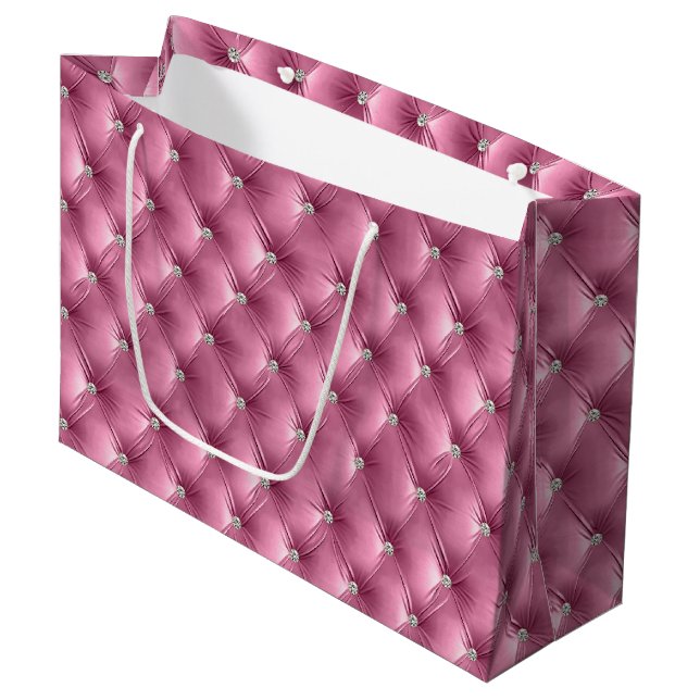 Grand Sac Cadeau Chic rose doux et chaud Faux Velvet (Devant Angle)