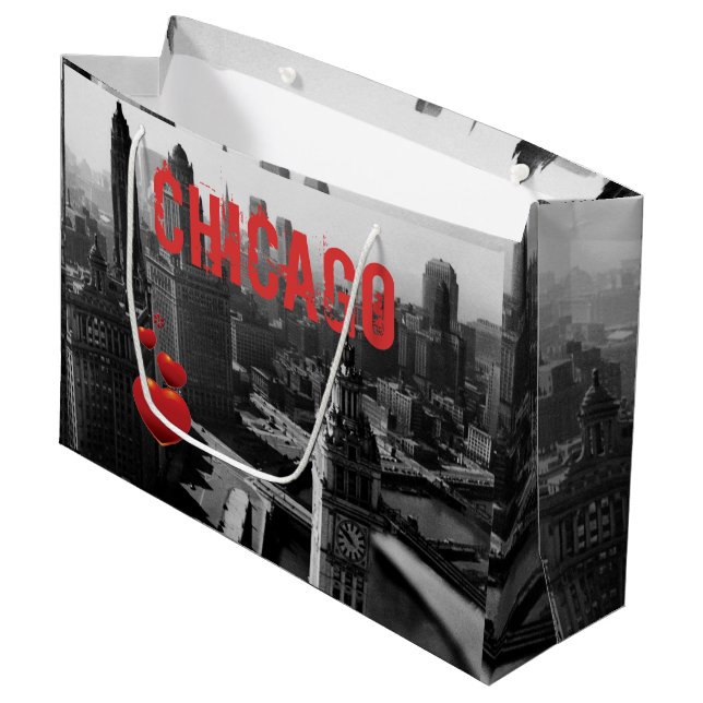 Grand Sac Cadeau Chicago Skyline1930 depuis la photo en haut (Devant Angle)