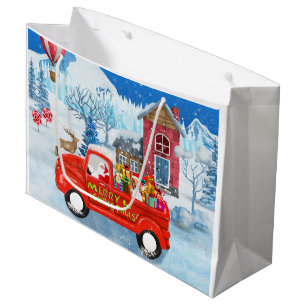 Grand Sac Cadeau Chien beagle dans la livraison de Noël Camion neig