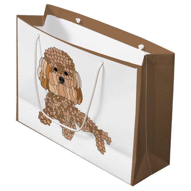 Grand Sac Cadeau Chien Caniche  (Devant Angle)