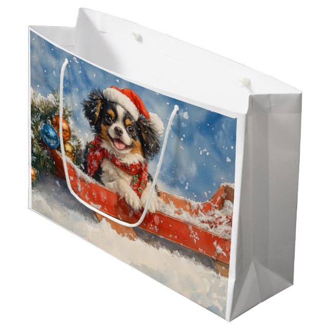 Grand Sac Cadeau Chien chinois japonais dans la corniche laissez pa (Devant Angle)