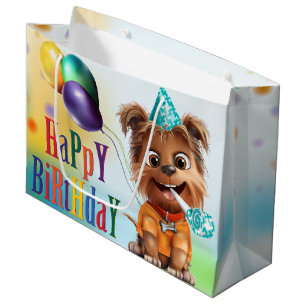 Grand Sac Cadeau Chien chiot fête d'anniversaire