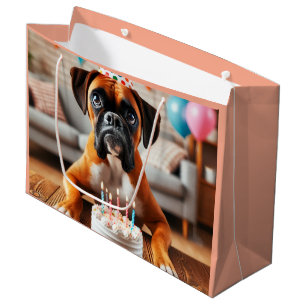 Grand Sac Cadeau Chien de boxe Anniversaire Amusant