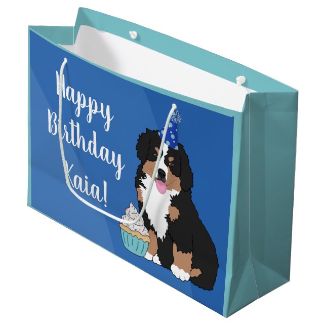 Grand Sac Cadeau Chien de montagne bernois (Devant Angle)