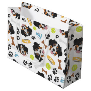 Grand Sac Cadeau Chien de montagne de Bernese de sourire de chien
