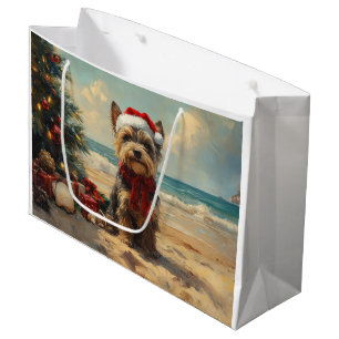 Grand Sac Cadeau Chien Terrier Écossais Noël Plage Vintage