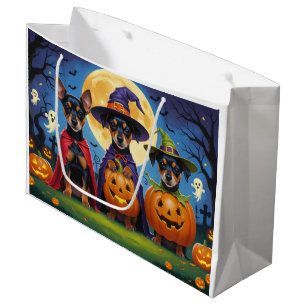 Grand Sac Cadeau Chiens Affenpinscher Citrouille Halloween Drôle