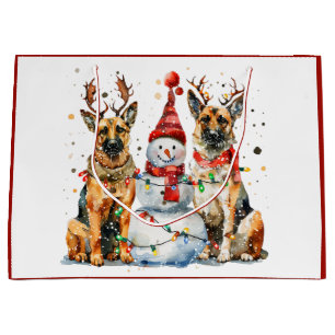 Grand Sac Cadeau Chiens bergers allemands de Noël