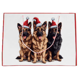 Grand Sac Cadeau Chiens de berger allemand de Noël Santa