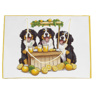 Grand Sac Cadeau Chiens De Montagne Bernois Couchant Un Socle De Le