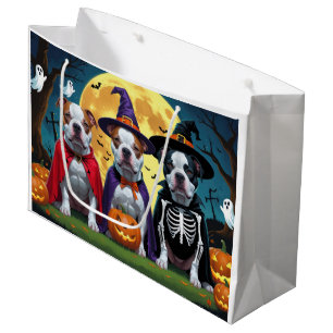 Grand Sac Cadeau Chiens de Pitbull Citrouille Halloween drôle