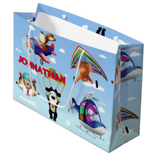 Grand Sac Cadeau Chiens En Aviation Personnalisez