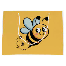 Child-Friendly Bee Mascot with Dotted Trail