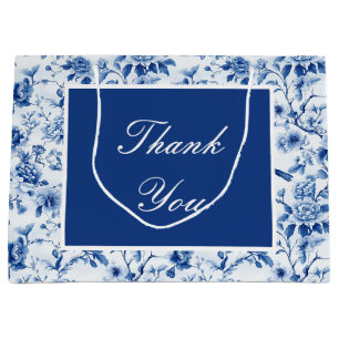 Grand Sac Cadeau Chinoiserie Blue Birds and Flowers Anniversaire