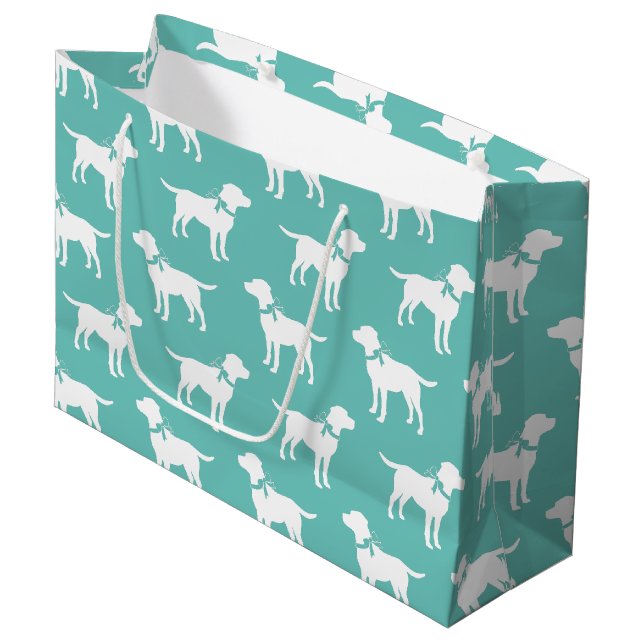 Grand Sac Cadeau Chiot Labrador noir (Devant Angle)