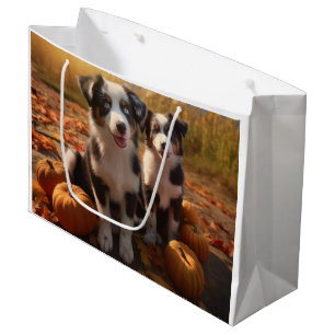 Grand Sac Cadeau Chiots Berger Australien Délice d'Automne Citrouil