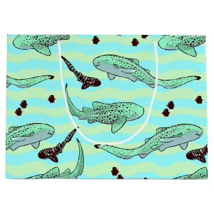 Grand Sac Cadeau Chip de chocolat à la menthe Zebra Sharks