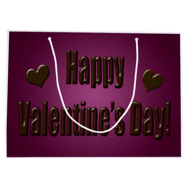 Grand Sac Cadeau Chocolat pourpre Valentine heureux (Dos)