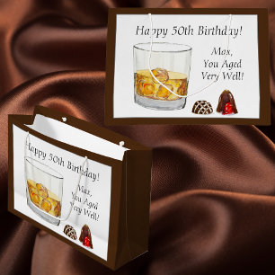Grand Sac Cadeau Chocolate Truffes Aquarelle Whisky Anniversaire 