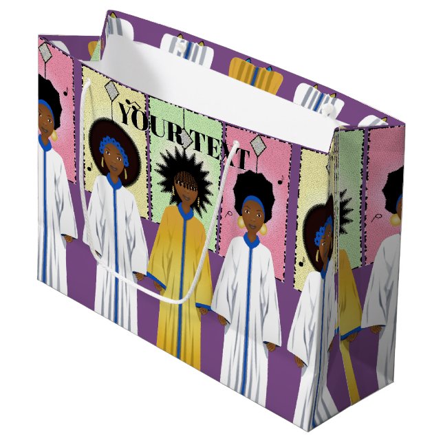 Grand Sac Cadeau Chorale de Noël afro-américaine (Devant Angle)