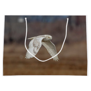 Grand Sac Cadeau Chouette neige en vol