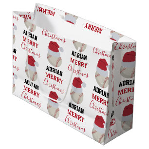 Grand Sac Cadeau Christmas Baseball Sports Ball Nom Personnalisé