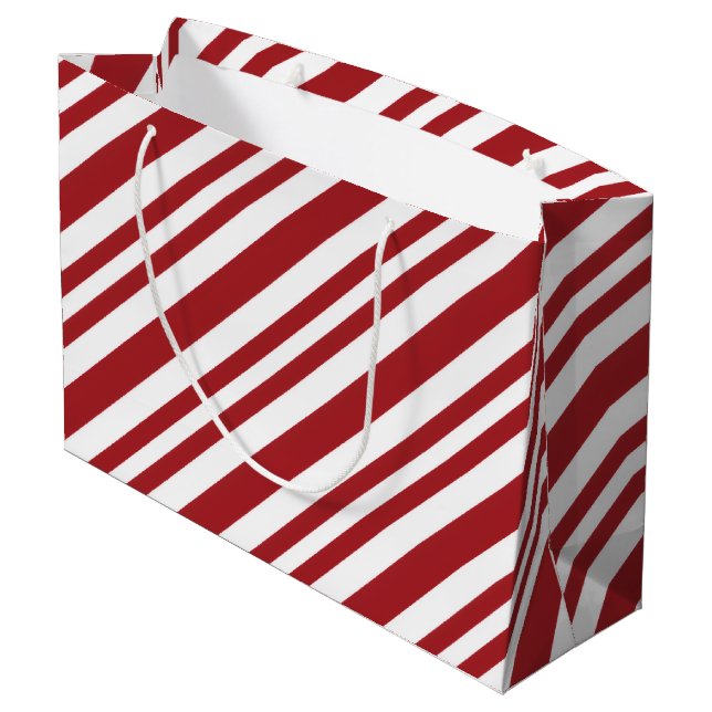 Grand Sac Cadeau Christmas Candy Cane Stripes (Dos Angle)