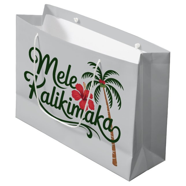 Grand Sac Cadeau Christmas Family Mele Kalikimaka Hawaii Beach  (Devant Angle)