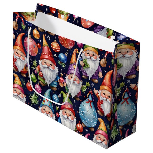Grand Sac Cadeau Christmas Gnomes (Devant Angle)