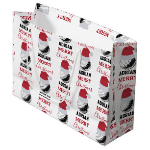 Grand Sac Cadeau Christmas Golf Ball Sports Nom personnalisé