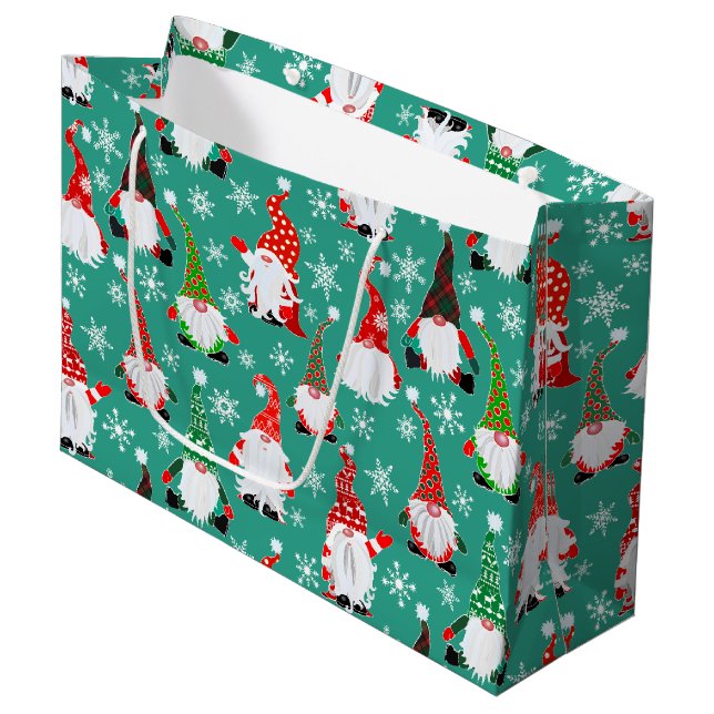 Grand Sac Cadeau Christmas Gonk Patterned (Devant Angle)