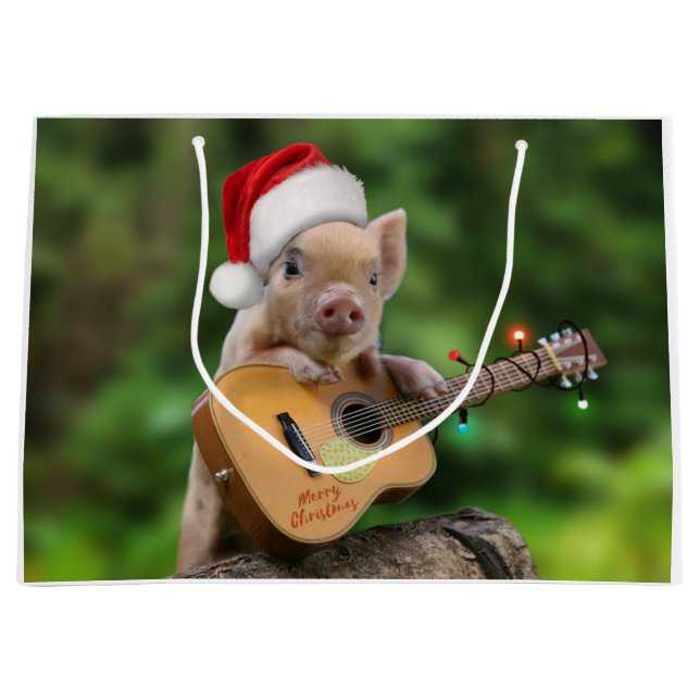 Grand Sac Cadeau Christmas guitar pig (Devant)