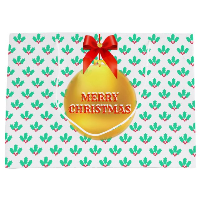 Grand Sac Cadeau Christmas Holly Berry (Devant)