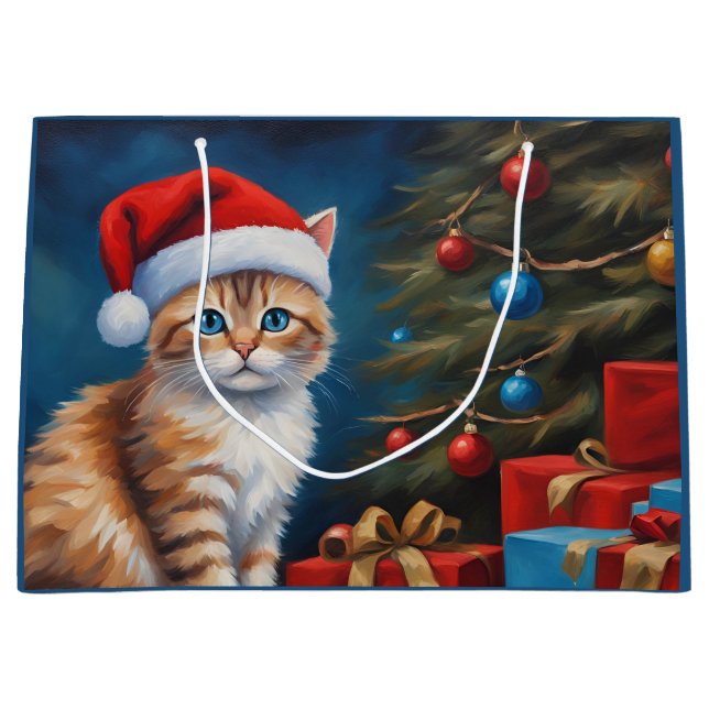 Grand Sac Cadeau Christmas Orange Tabby Kitten (Devant)