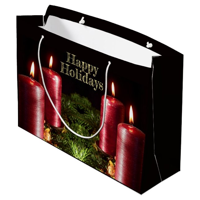 Grand Sac Cadeau Christmas Party Red Candles Winter Holidays (Dos Angle)