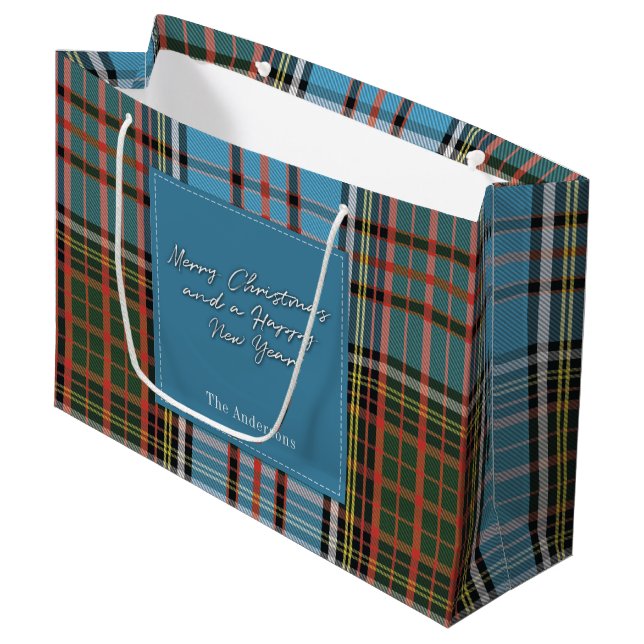 Grand Sac Cadeau Christmas Plaid Holidays Clan Anderson Tartan (Devant Angle)