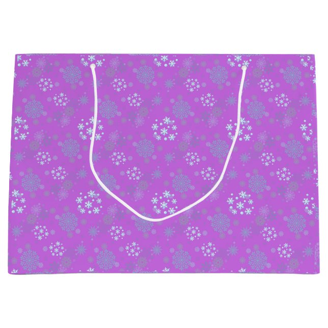 Grand Sac Cadeau Christmas Winter Hanukkah Snowflake design  (Devant)