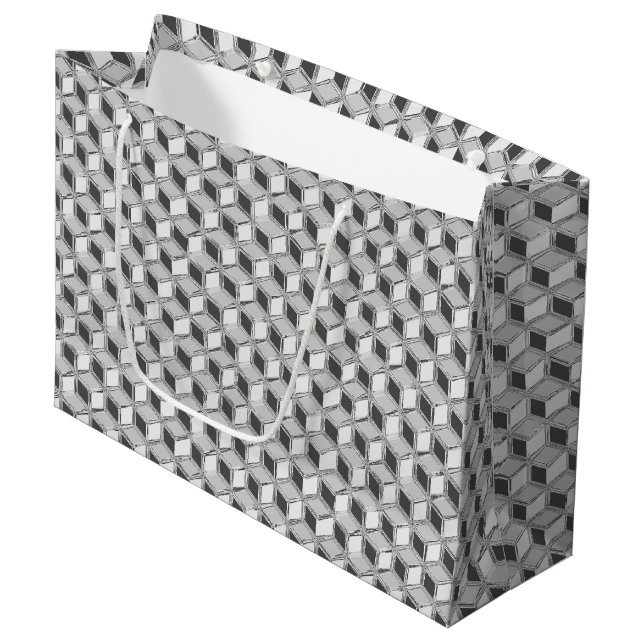 Grand Sac Cadeau Chrome 3-d boîtes - gris argent (Devant Angle)