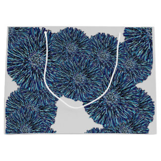 Grand Sac Cadeau Chrysanthème bleu