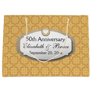 Grand Sac Cadeau cinquantième Or Z05 d'anniversaire de mariage